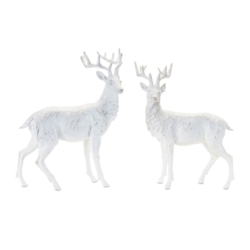Statue de cerf d'hiver (ensemble de 2)