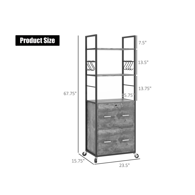 2 Drawer Mobile File Cabinet