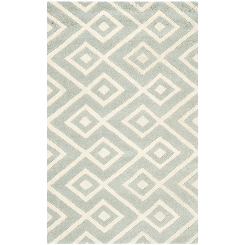 Deedie Hand Tufted Wool Geometric Rug, Rectangle 4' x 6'