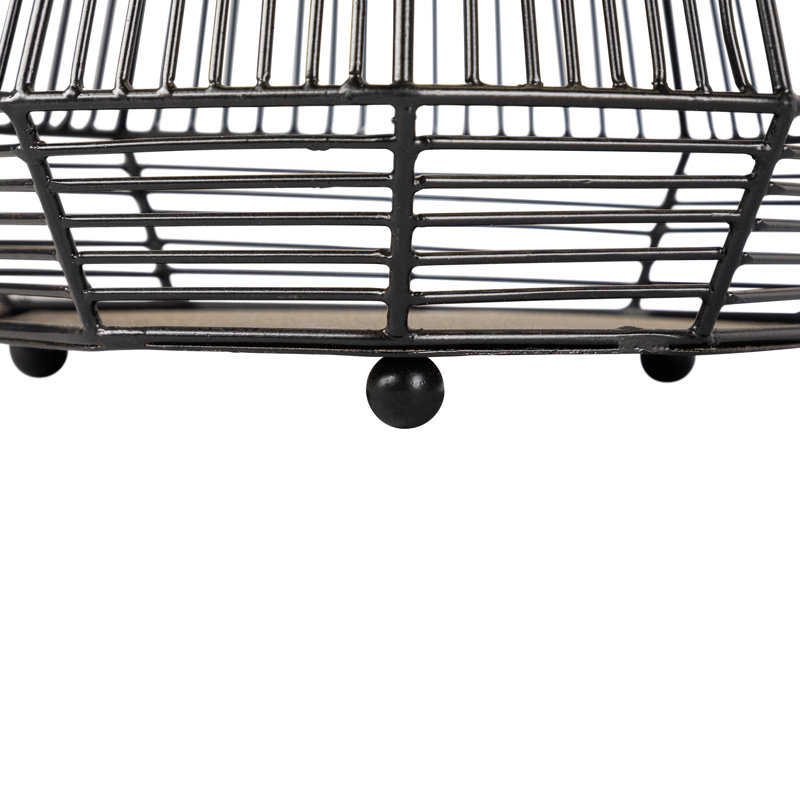 Large Geometric Iron Hurricane Candle Lantern - - Black, 11.25" H x 10.5" W x 10.5" D