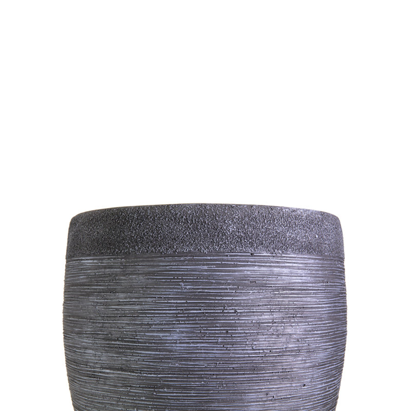 Ribbed Fibreglass Plant Pot, Black, 55cm H x 48cm W x 48cm D