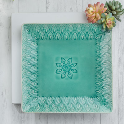 Peacock 11.5 Inch Square Serving Platter