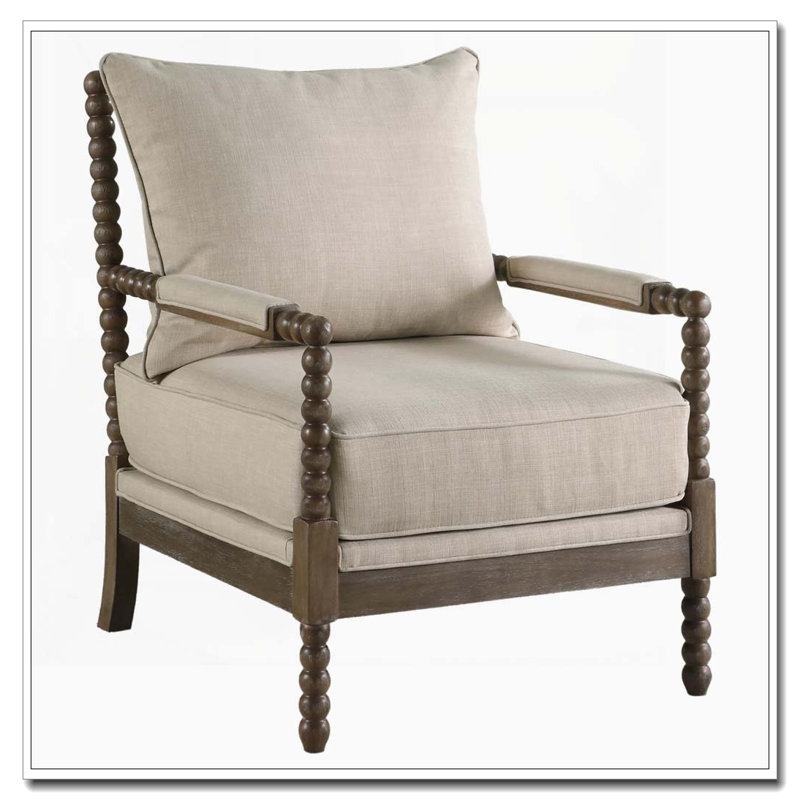 Chaise d'appoint en faux lin avec détails sphériques uniques