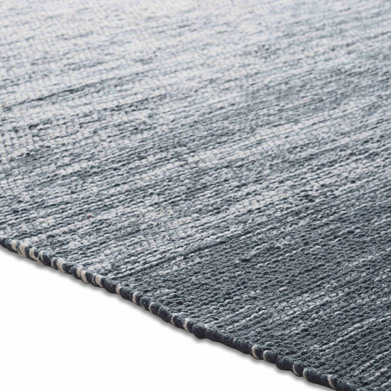 Tapis bleu en coton tissé à plat à la main Arterburn, Rectangle 7 pi 9 po x 9 pi 3 po