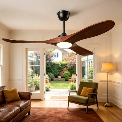 Solid Wood Ceiling Fan With Light