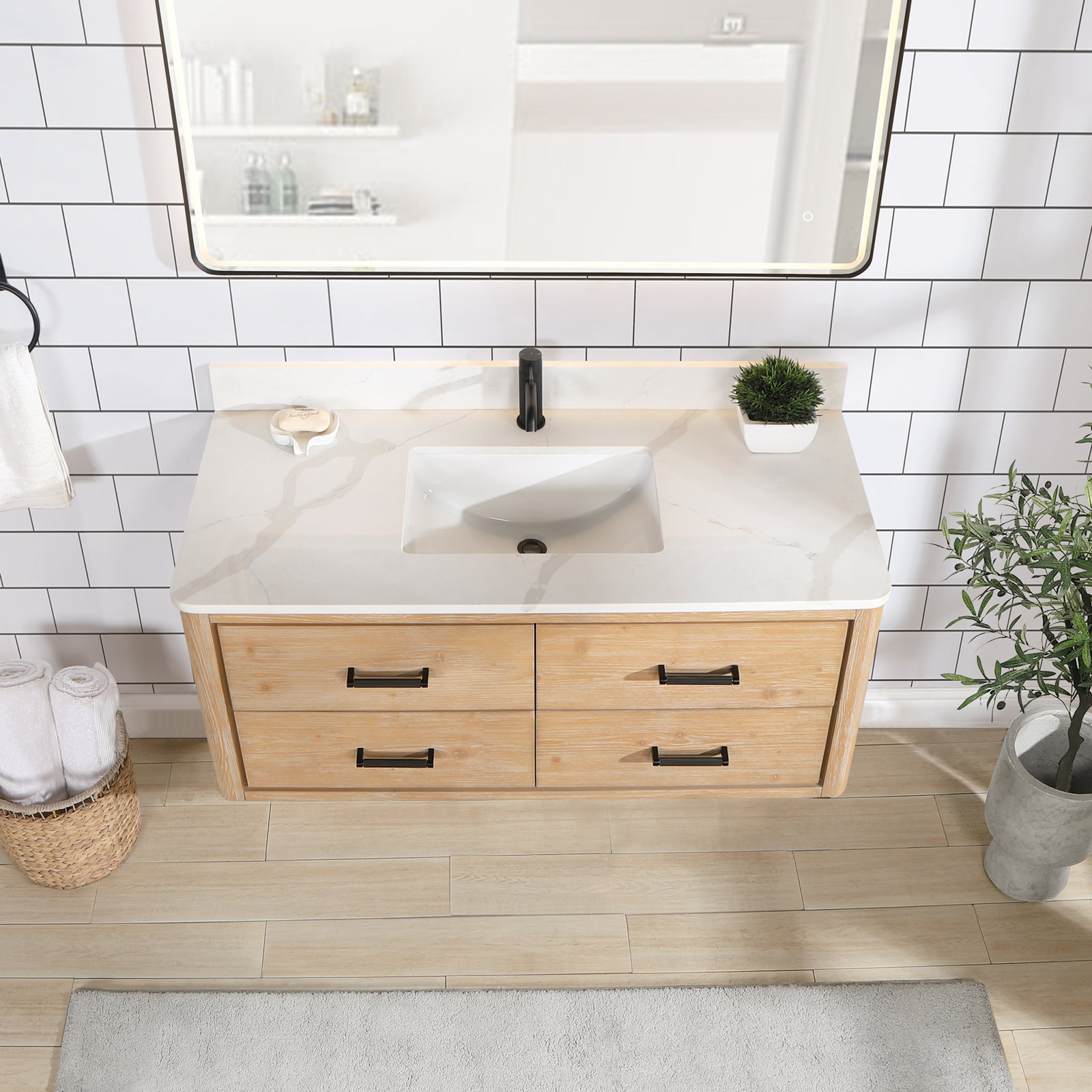 Cristo 48'' Single Bathroom Vanity, Fir Wood Brown