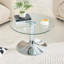 27.5-inch Diameter Round Tempered Glass Coffee Table-128929560