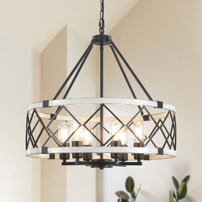 Williston Forge 6- Light 21.65" Dimmable Farmhouse Geometric Drum Chandelier Ceiling Lights for Foyer Kitchen Island Living Room