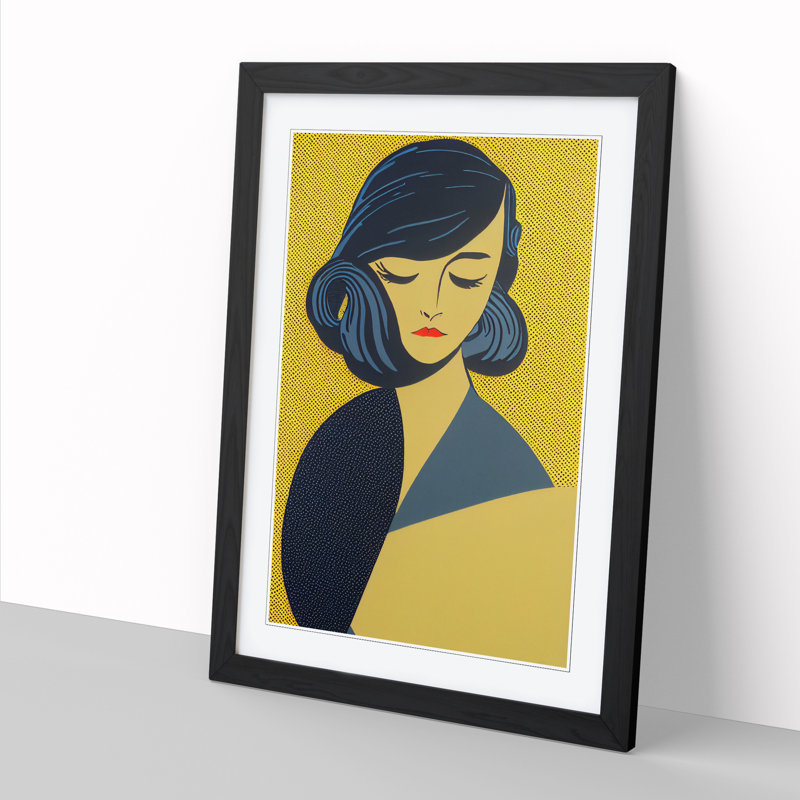 Jonesy Pop Woman in Gold - Wall Art, 46cm H x 34cm W x 2cm D, Walnut