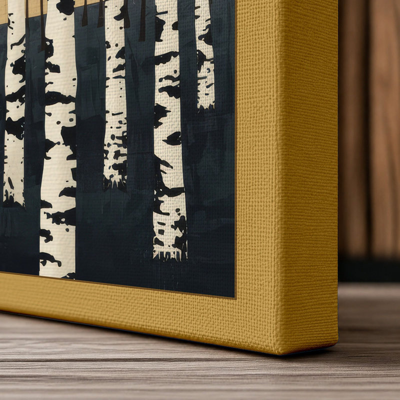 Birch Forest Scandinavian - Wrapped Canvas, 30x20 - 76.2 x 50.8 cm, Ochre Border