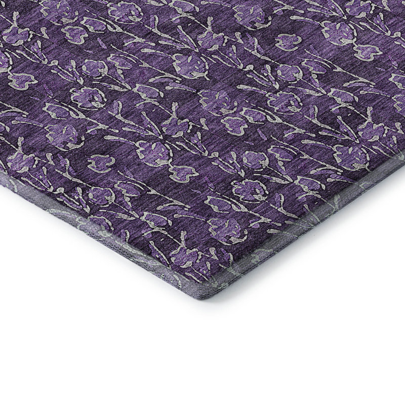 Tapis mauve de qualité supérieure lavable à la machine Prisco, Rectangle 9 pi x 12 pi