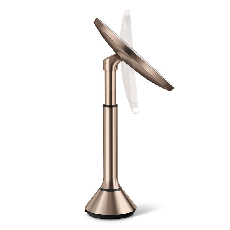 simplehuman 8" Round Sensor Makeup Mirror with Touch-Control Brightness, 5X Magnification, Cordless, Rose Gold