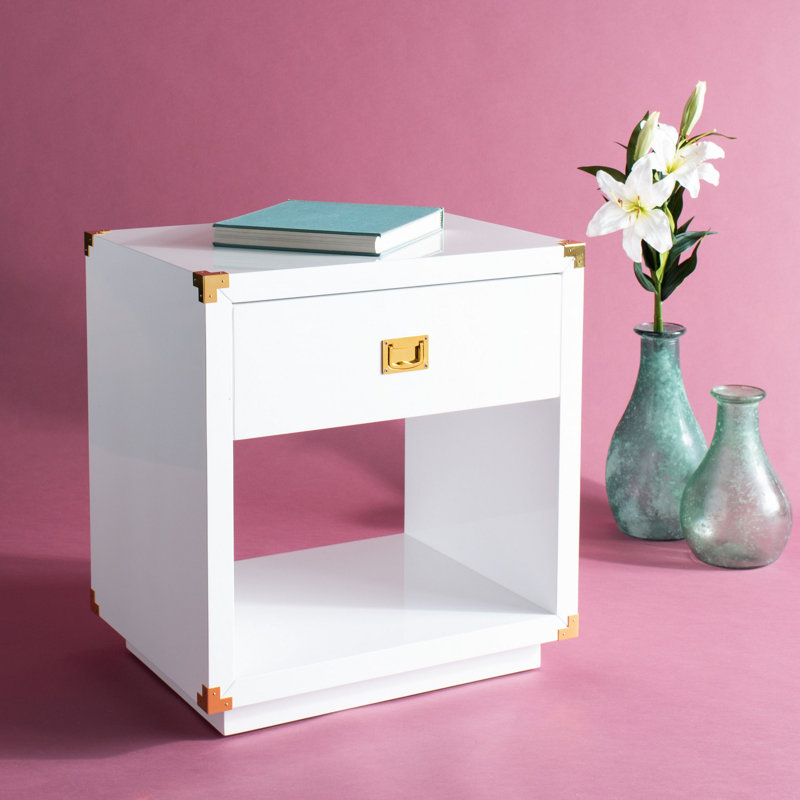 Neria End Table with Storage, White