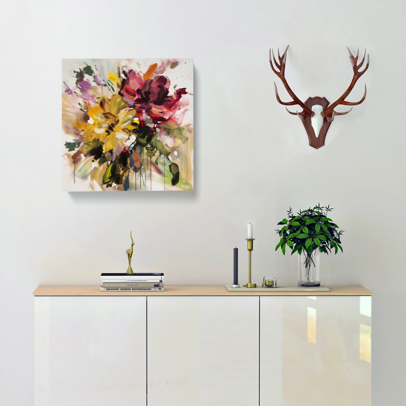 Floral Gestural No.3 - Wrapped Canvas, 50cm H x 50cm W x 3cm D