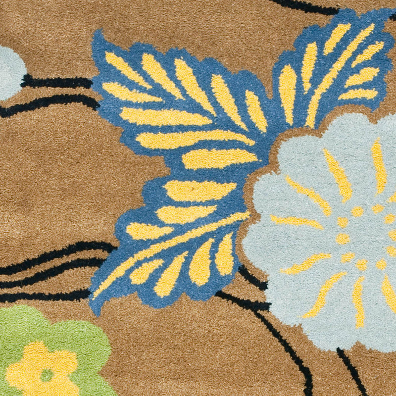 Tapis brun / multicolore en laine touffeté à la main Clovill, Rectangle 8 pi 3 po x 11 pi