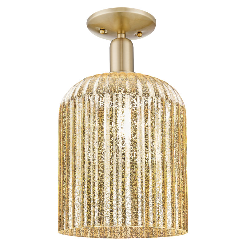 Arcadia - Bridal Veil - 1 Light 8" Semi-Flush Mount - Champagne Bronze Finish - Mercury Shade, Mercury