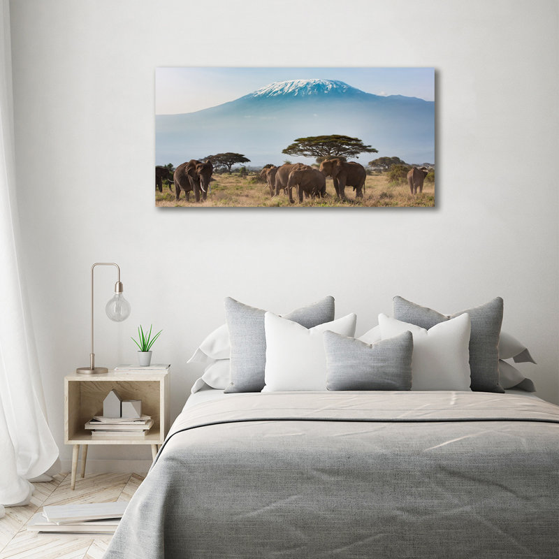 Elephants Kilimanjaro - Wrapped Canvas Print