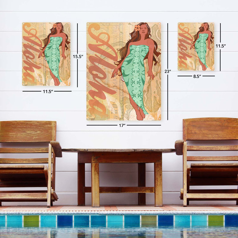 Tropical Aloha Wahine sur impression métallique