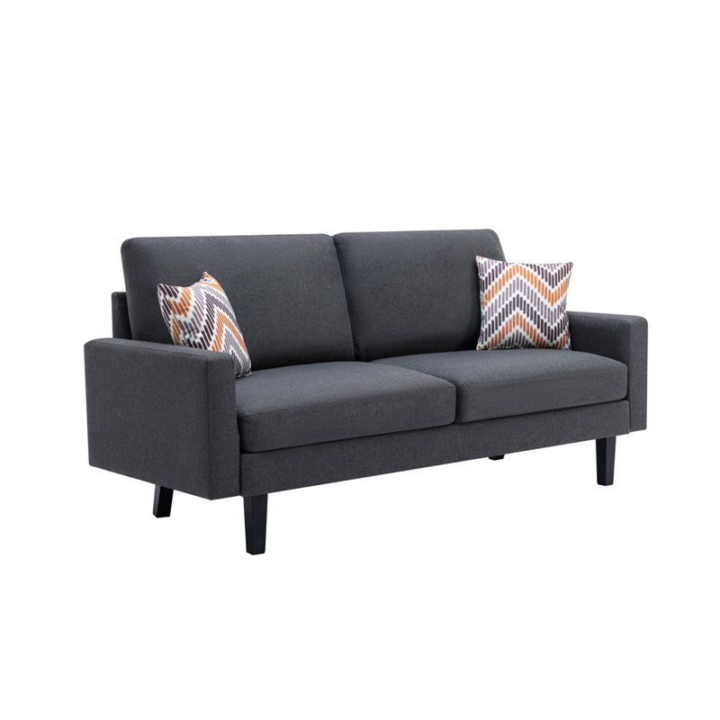 Canapé en lin gris foncé 70 po avec 2 coussins Bahamas, Gris foncé