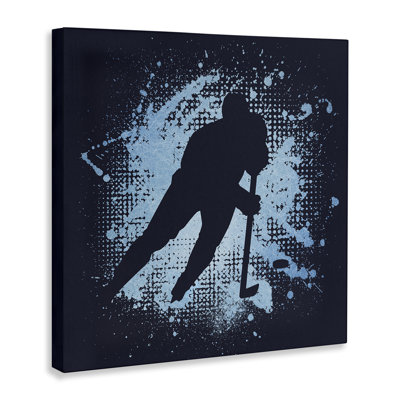 «Hockey Stance Blue Splash», art mural par Jim Baldwin