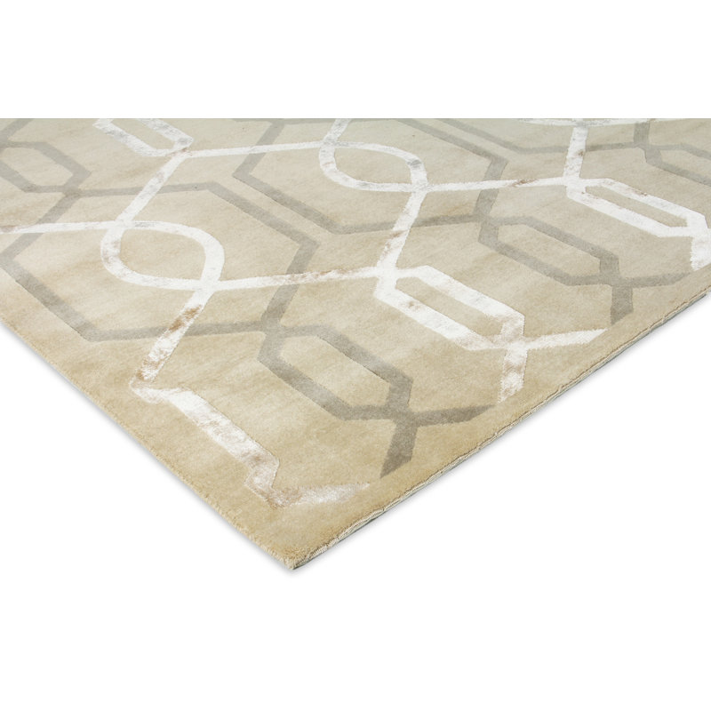 Milano Velvet hand-knotted Wool/Viscose Ivory Area Rug, 12'X15'