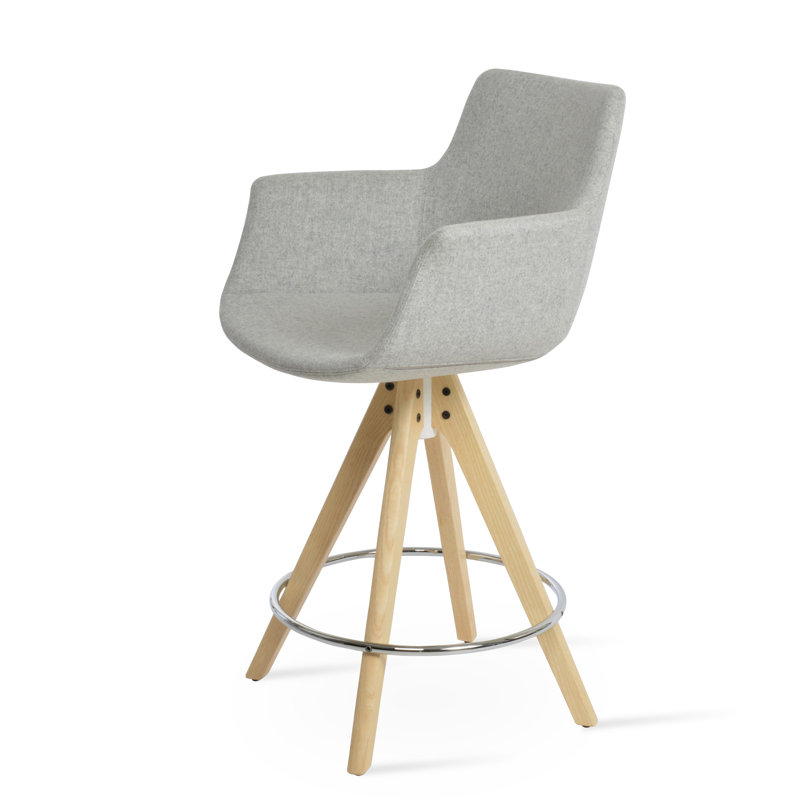 Tabouret de comptoir et de bar, Tabouret de comptoir (siège d’une hauteur de 24, Naturel, Laine argentée
