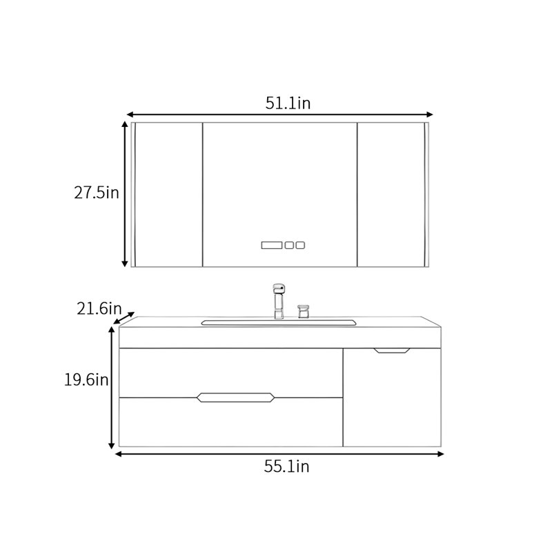 Olivarria, H 19,6 po x l 79 po x P 21,6 po 