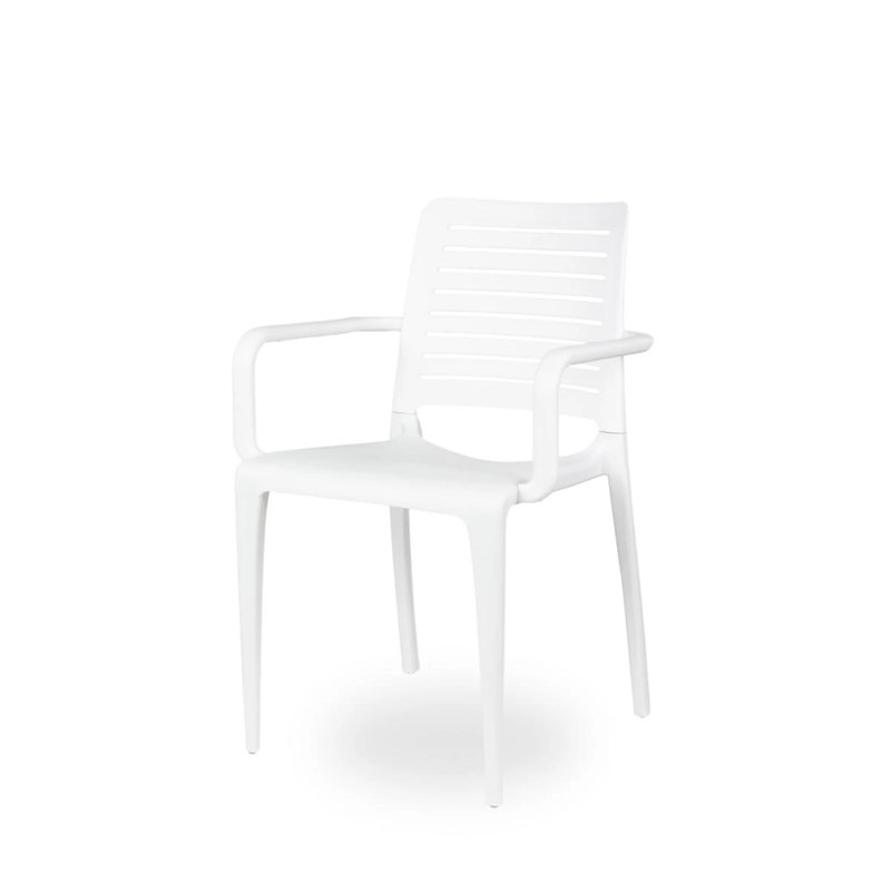 Geralde Stacking Patio Dining Armchair with Cushion, White