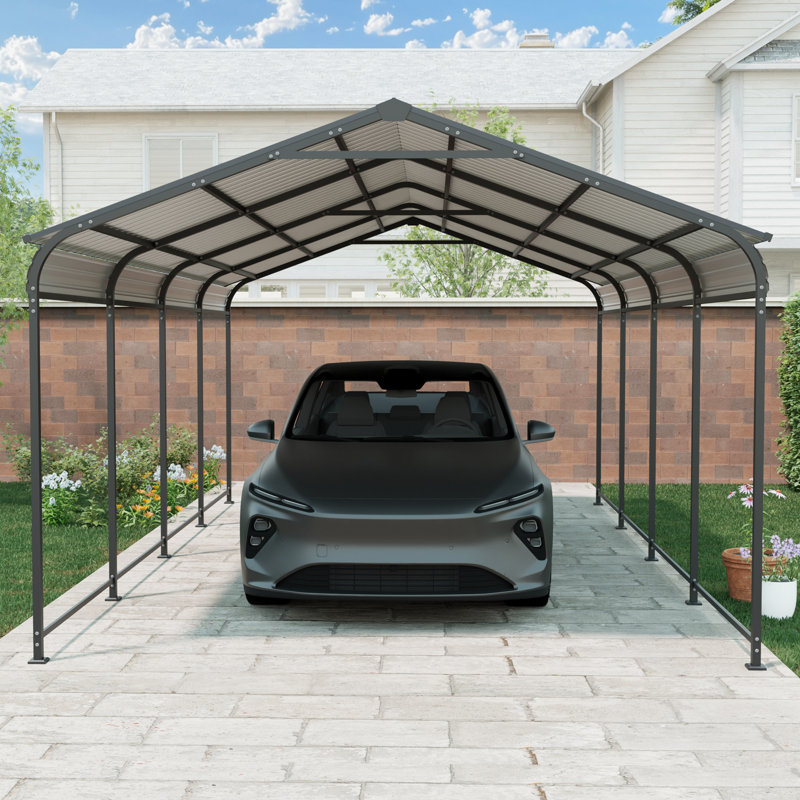 12x21 Metal Heavy Duty Carport Outdoor Canopy Large Garage With Galvanized Steel Roof And Frame For Driveway Car,truck