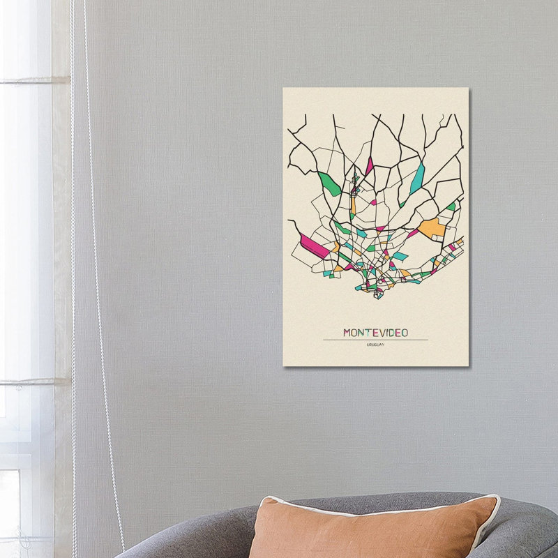 Montevideo, Uruguay Map by Ayse Deniz Akerman - Wrapped Canvas Print, 66.04 cm H x 45.72 cm W x 1.91 cm D
