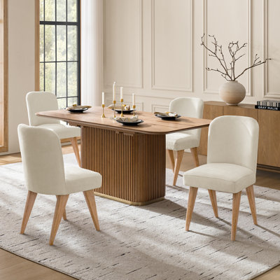 Jeremias 19"W Modern Upholstered Dining Chairs Set with Solid Wood Legs