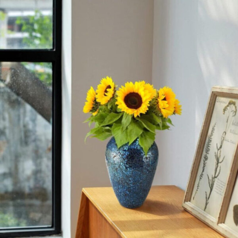 HANDCRAFTED CRACKED DECORATIVE GLASS VASE