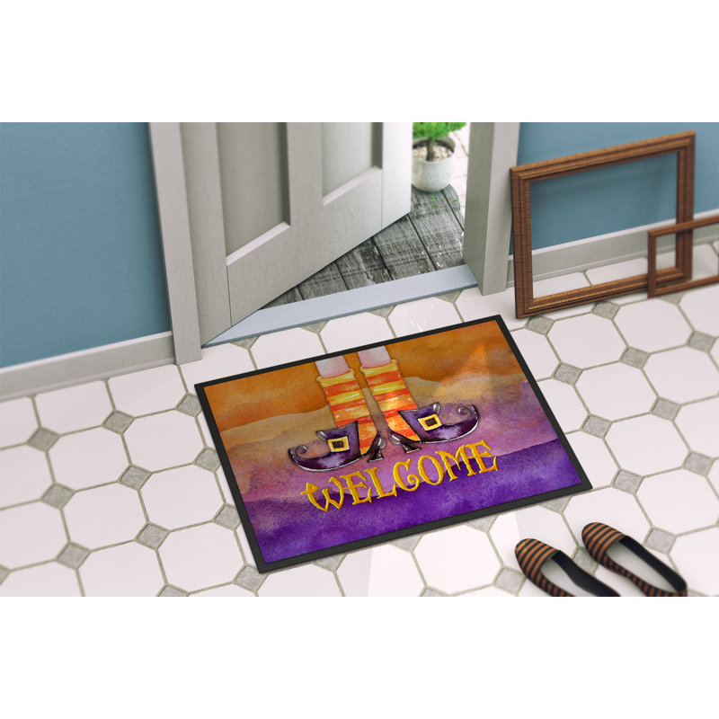 Eila Non-Slip Halloween Outdoor Doormat, Rectangle 1'6 x 2'3"