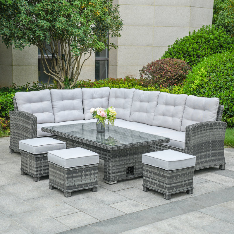 Rectangular 6 - Piece 8 - Person Outdoor Table Set, Grey
