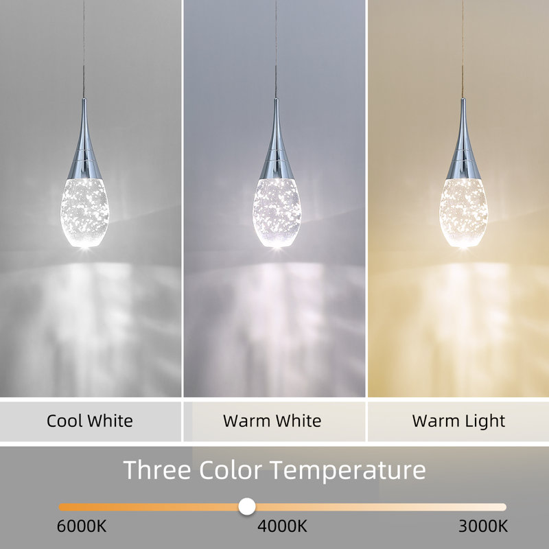 Lykeisha 1 - Light LED Single Pendant, Chrome Bubble
