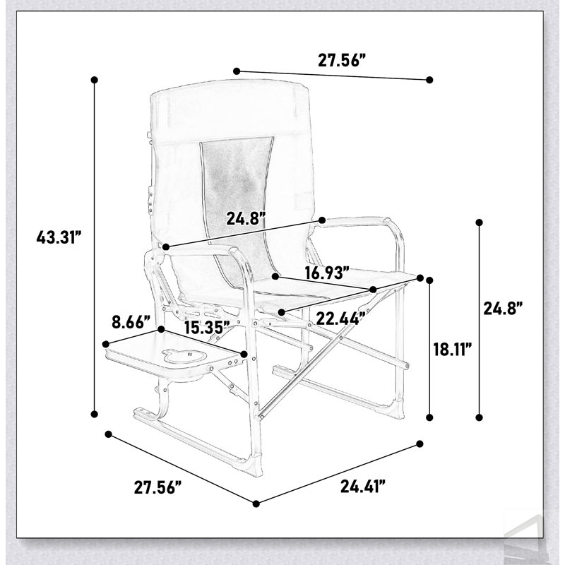 Chaise pliante portative surdimensionnée robuste avec table d'appoint et poche pour les aventures en plein air, la plage, la pêche et les pique-niques