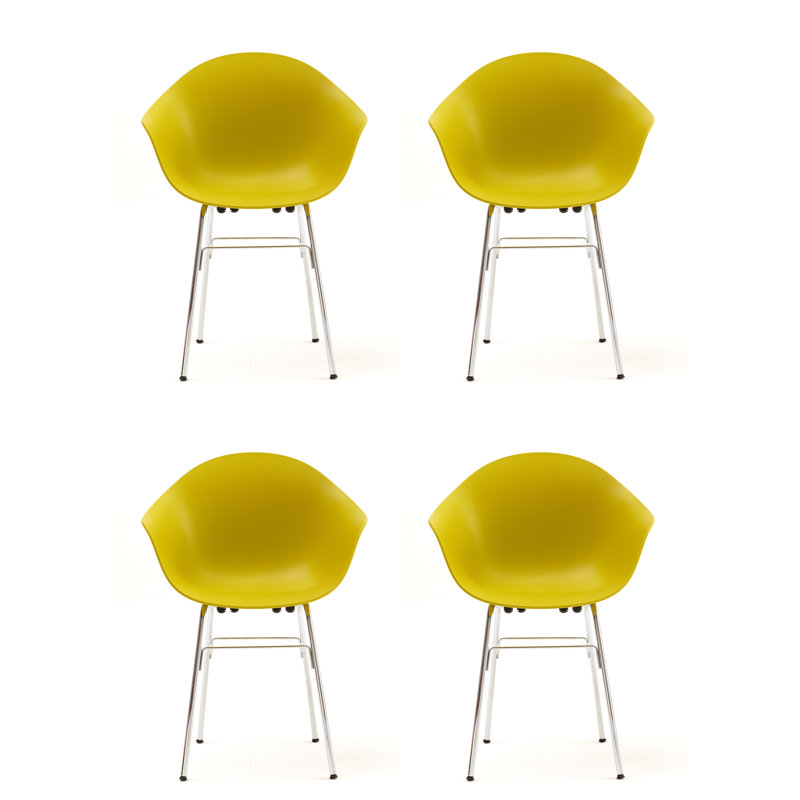 Fauteuil TA (ensemble de 4), Moutarde / chrome