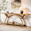 Console 70,87 po avec tablette de rangement, canapé industriel rustique avec cadre en demi-lune pour le hall d'entrée ou le salon-348928068