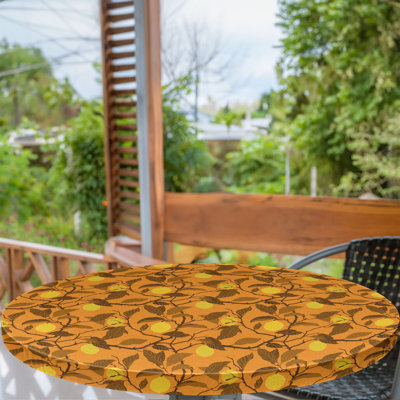 East Urban Home Lemon Fitted Round TableclothMustard Orange and Amber 87390