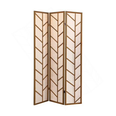 3-Panel Room Divider Folding Shoji Screen, Walnut