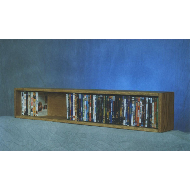 Shelf-Style Wooden CD/DVD/VHS Rack - 10 Series, Natural, 18" H x 52" W x 6.75" D