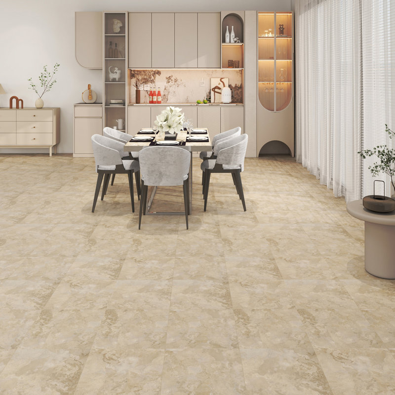 12" X 12" Peel And Stick Vinyl Floor Tiles Self Adhesive Vinyl Flooring (Set Of 30), Silver Stream