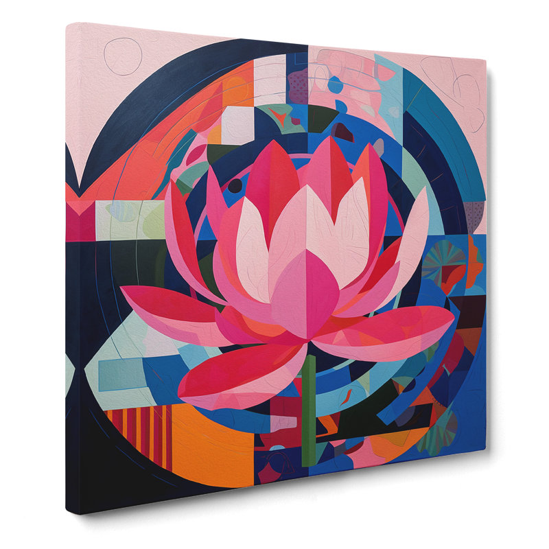 Lotus Flower Constructivism No.6 - Wrapped Canvas, 35cm H x 35cm W x 3cm D