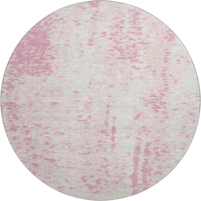 Premium Machine Washable Prisco Pink Rug, Round 8'