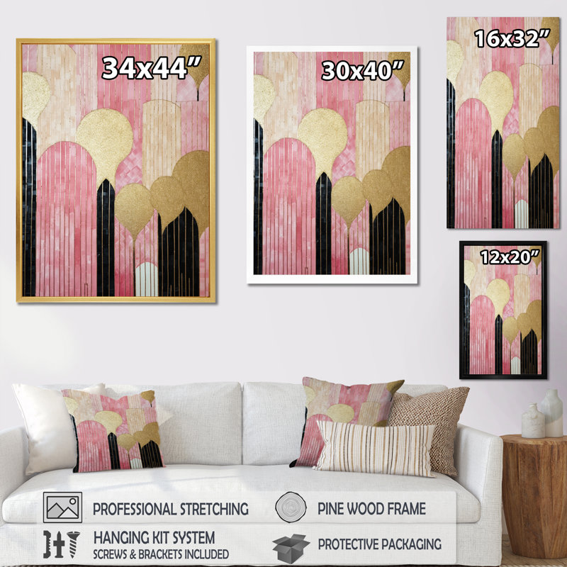 Art nouveau, ville d'or rétro - impression, H 32 po x l 24 po, Cadre doré à une seule photo
