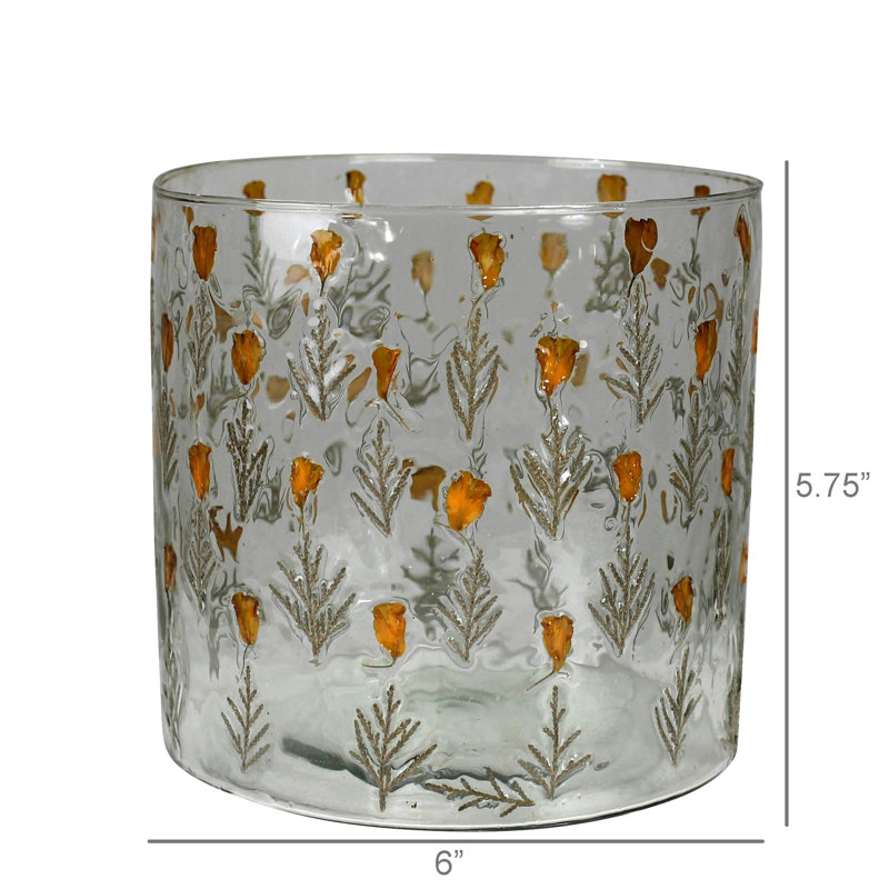 Petit ouragan de fleurs, verre - Lrg, H 5,75 po x l 6 po x P 6 po