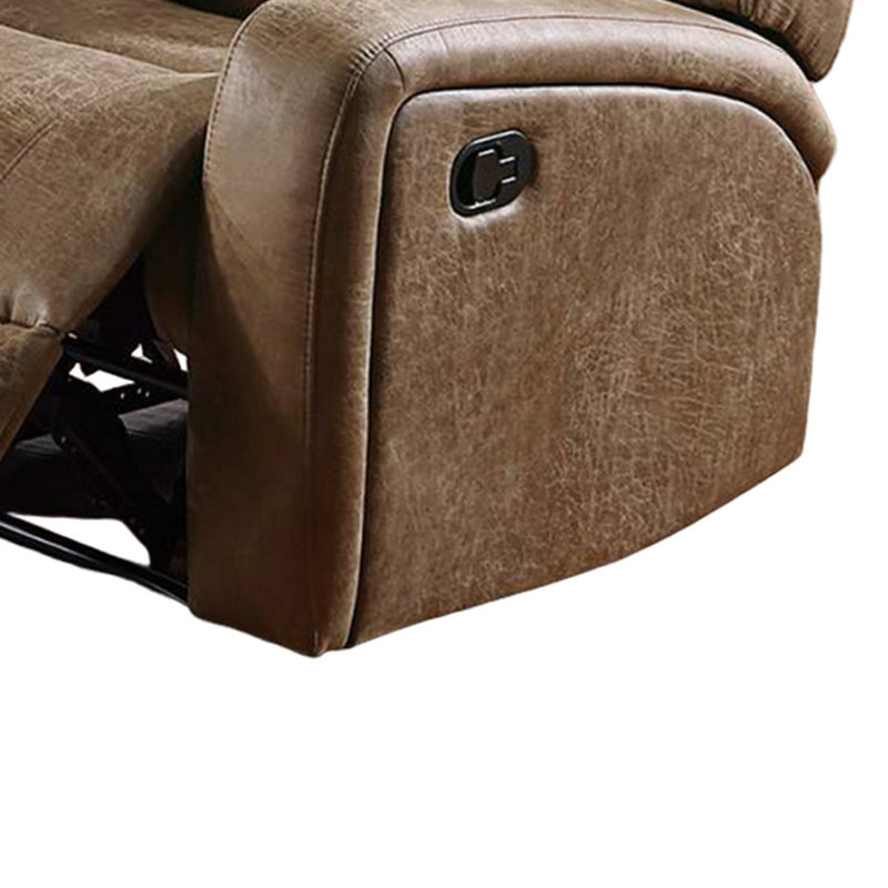 Fauteuil inclinable manuel Charles, similicuir, bois massif, Brun châtaigne