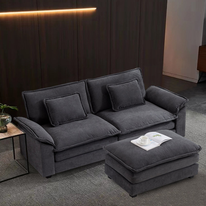 Pavkovic 85.8'' Upholstered Sofa, Dark Gray Velvet