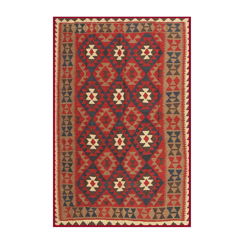 Tapis noir/orange/beige contemporain Jasonville, Rectangle 2 pi x 5 pi