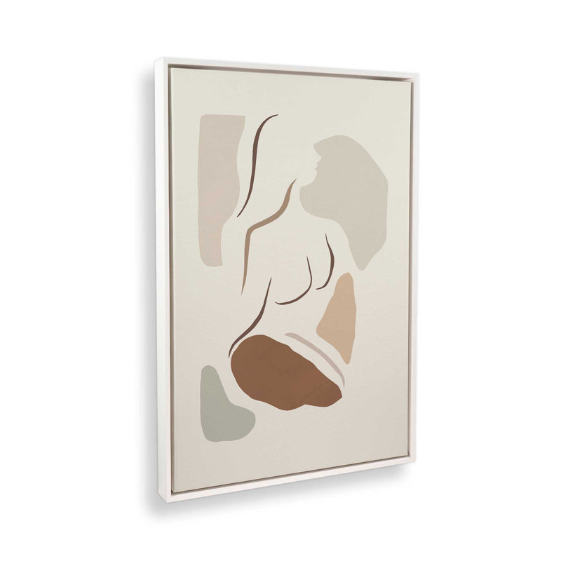 Soulful Contours, H 12,75 po x l 8,75 po, Cadre flottant blanc opaque